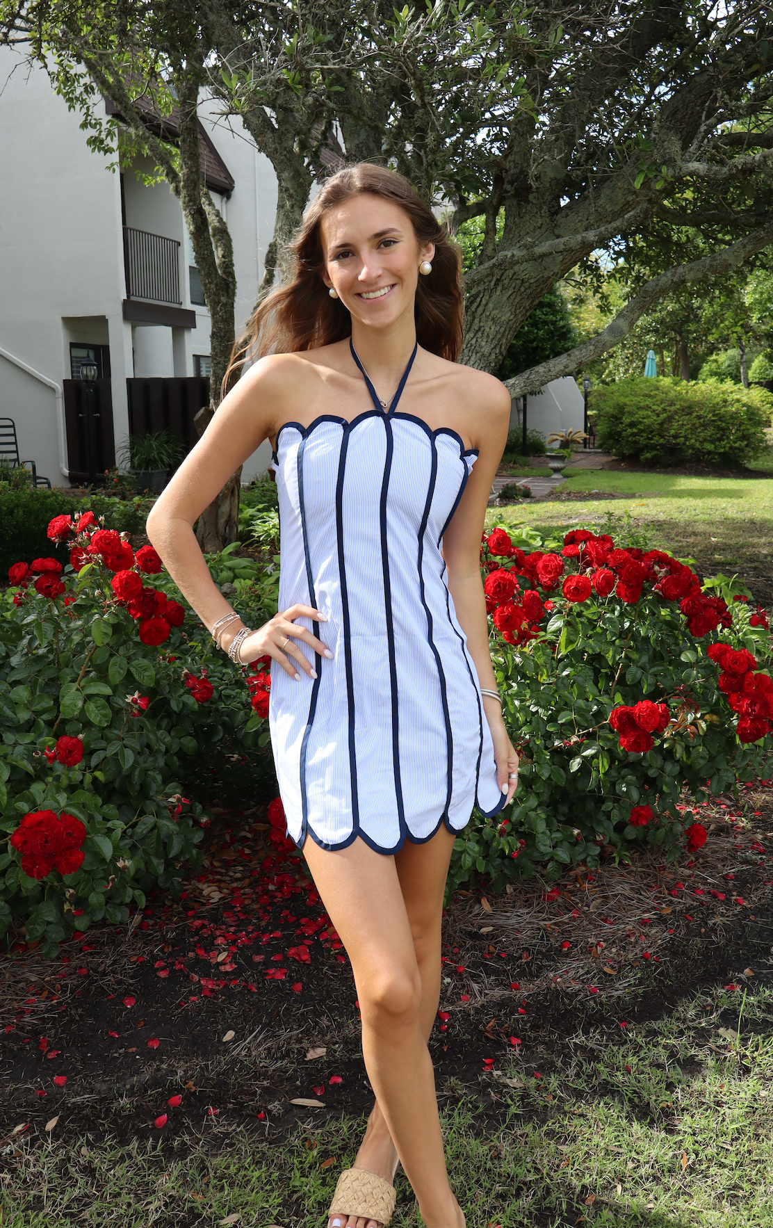 Madison Scalloped Mini Dress-Blue – Fortune and Threads