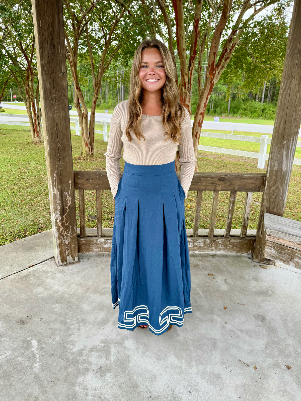 Blue Harvest Maxi Skirt-Navy