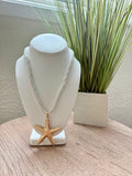 Starfish Necklace with gold pearls