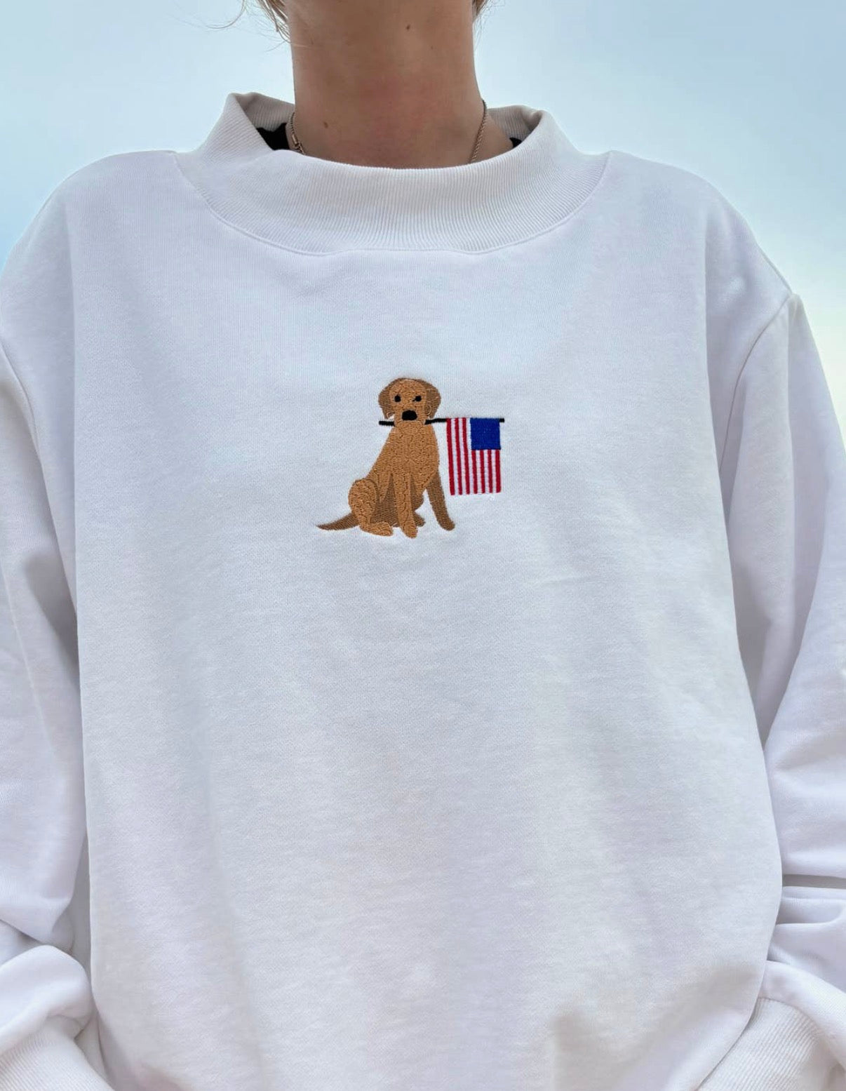 American Dog Mock neck-White