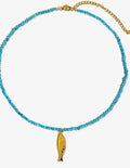 Gold fish necklace-Blue