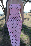 Lauren Polka Dot Maxi Dress-Pink