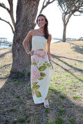 Spring Has Spring Floral Strapless Maxi-Butter Yellow
