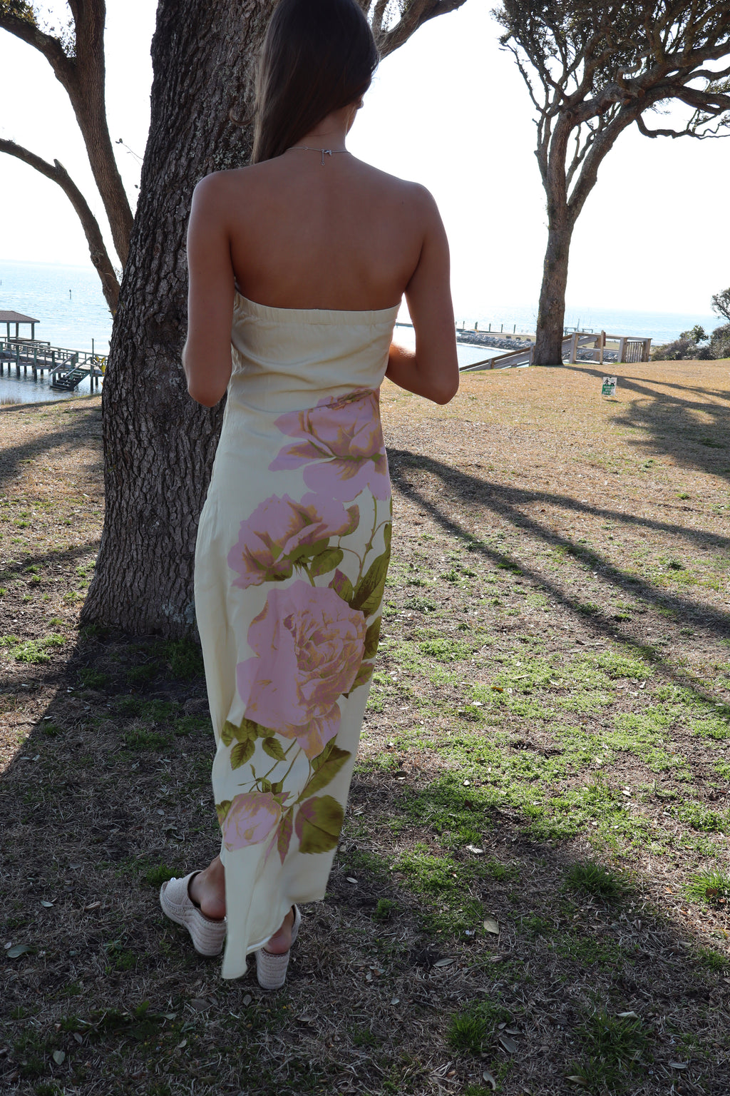 Spring Has Spring Floral Strapless Maxi-Butter Yellow