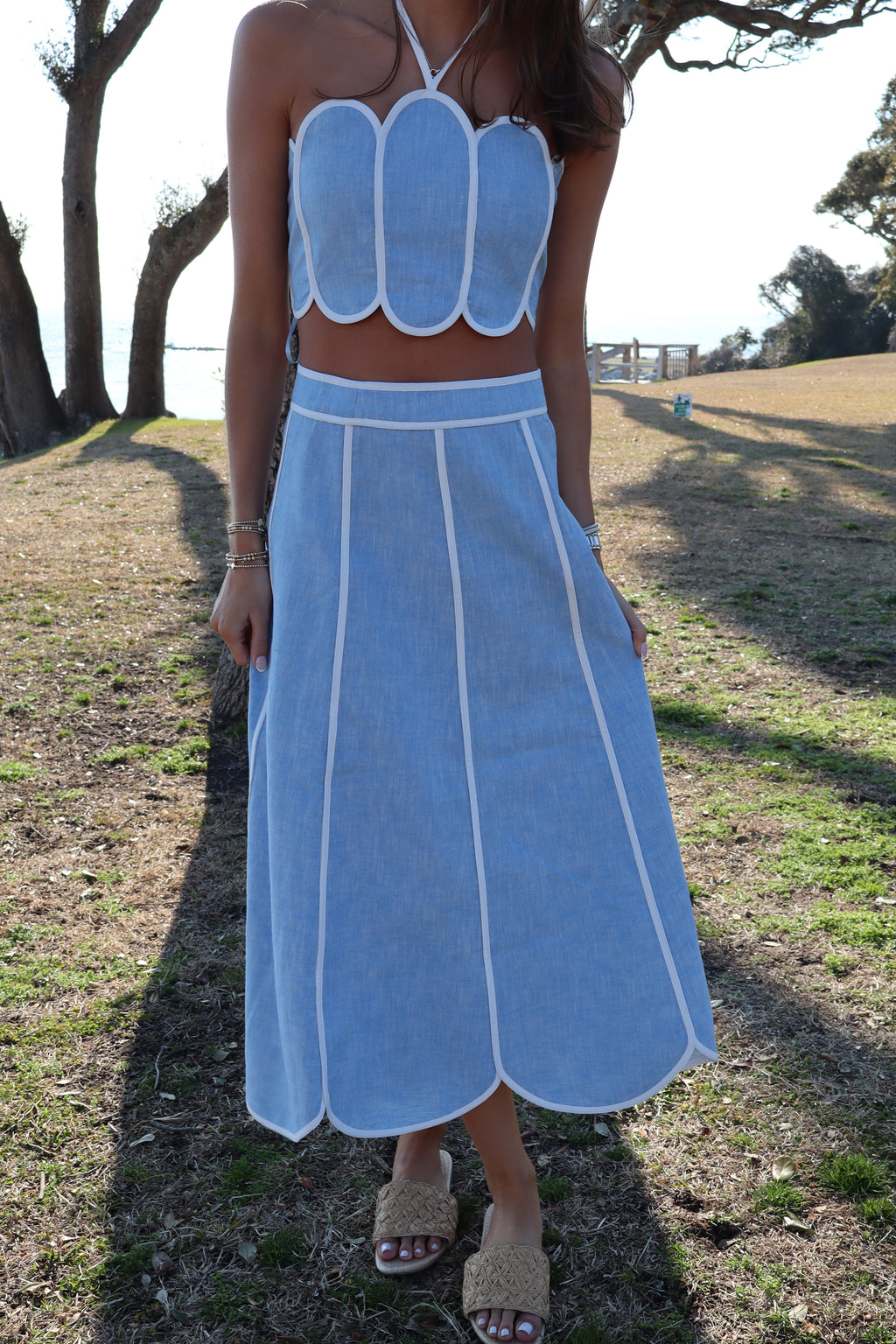 The Everly Maxi Set-Light Blue Scalloped