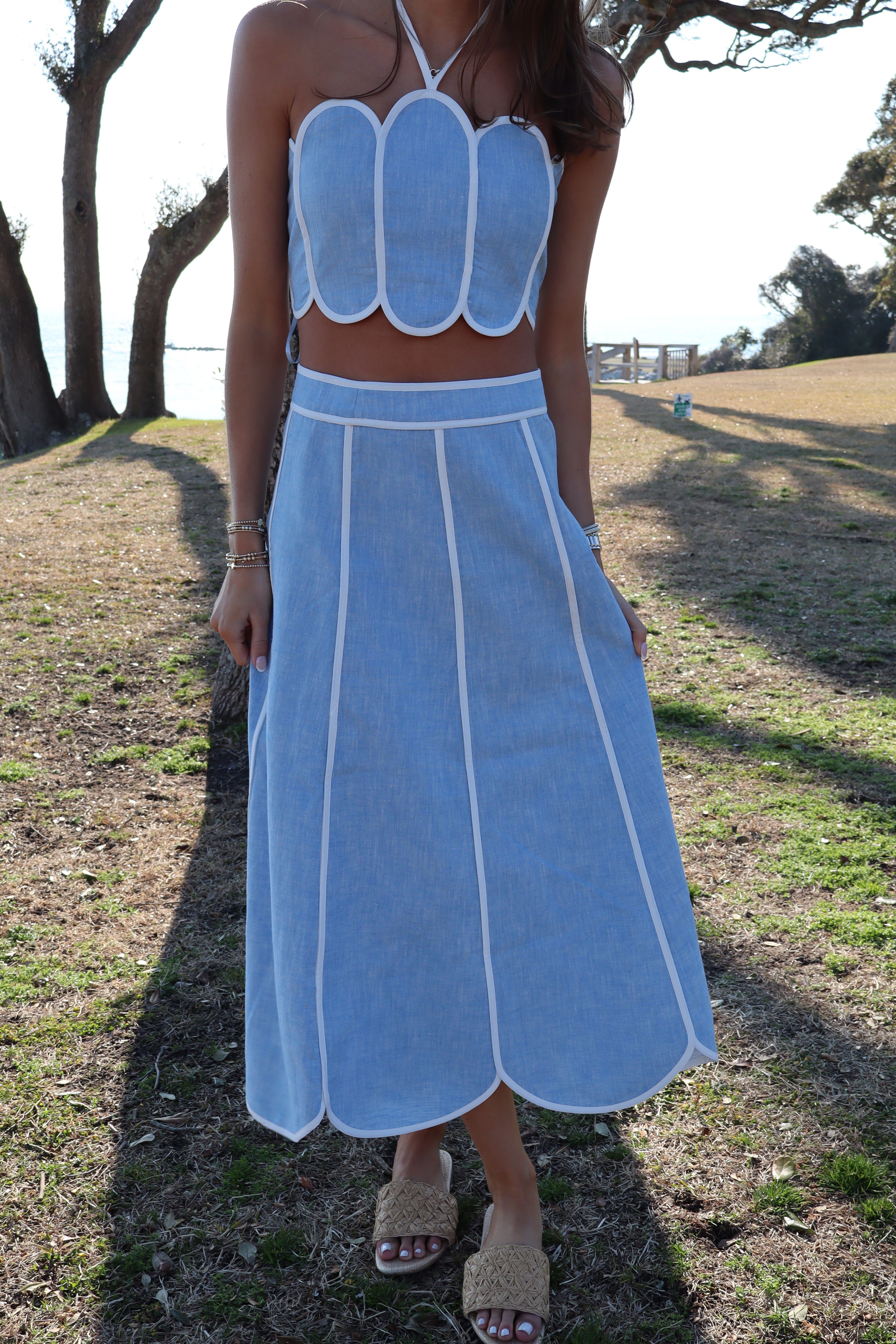The Everly Maxi Set-Light Blue Scalloped