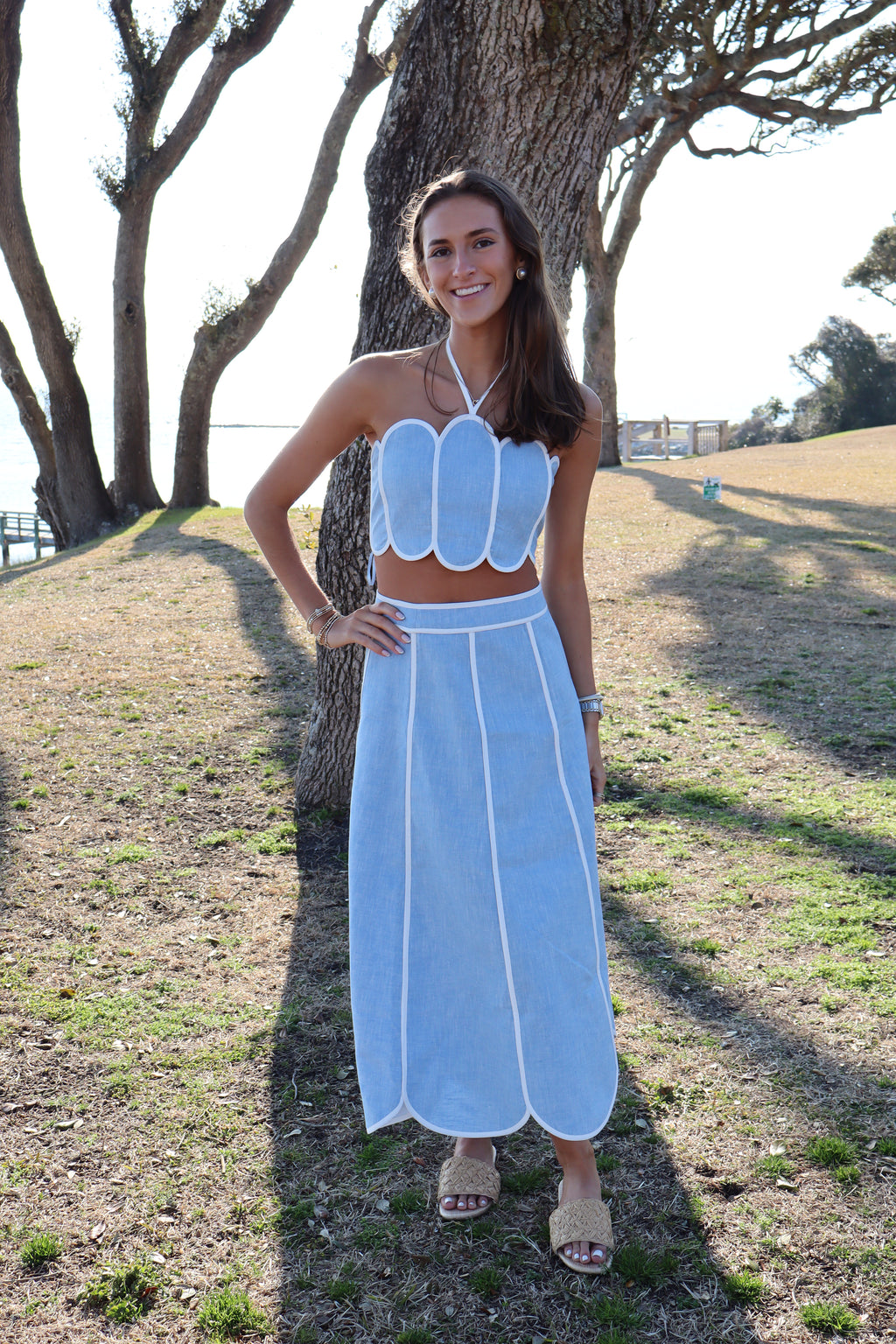 The Everly Maxi Set-Light Blue Scalloped