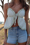 The Willow Bow Top-Light Green Gingham