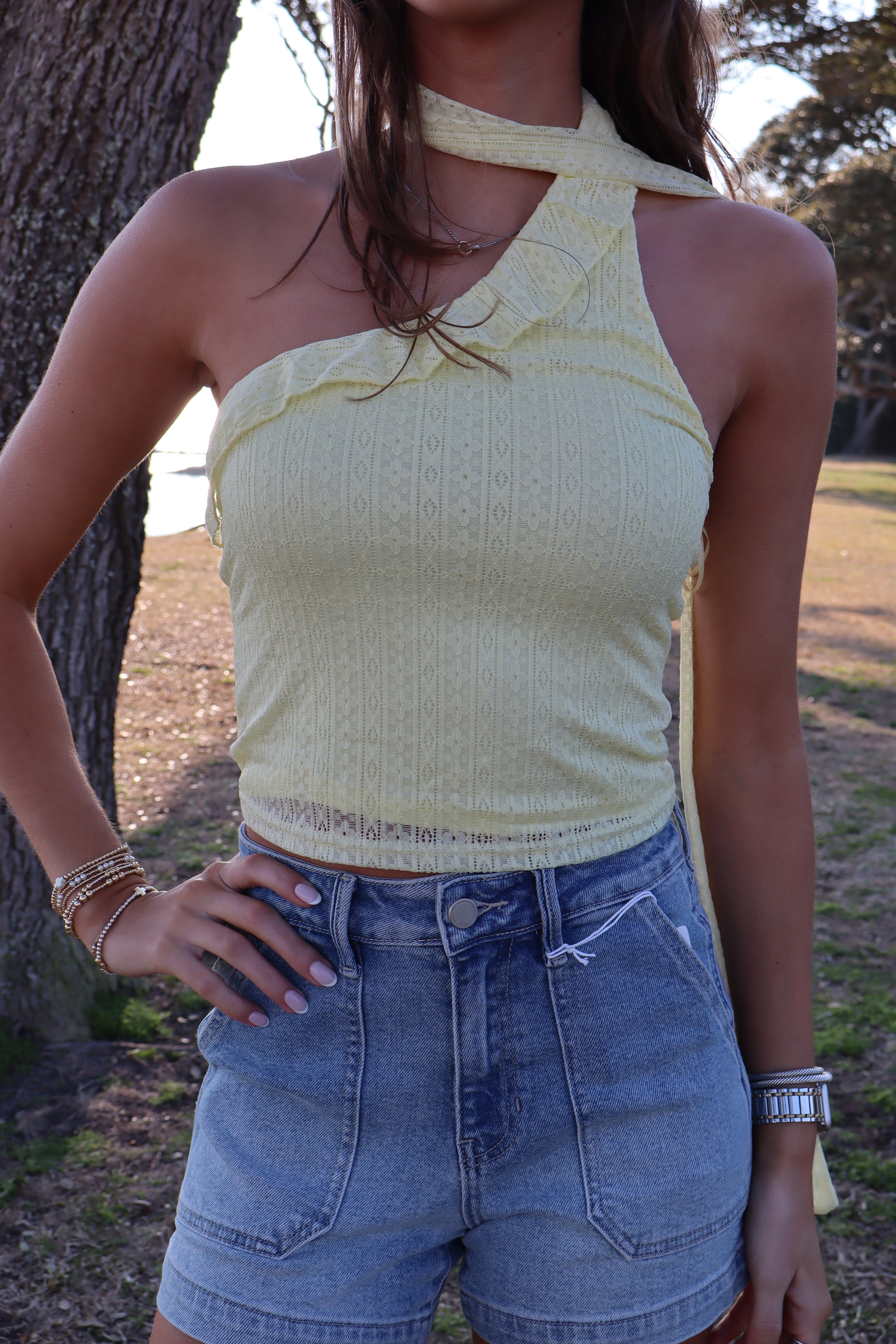 Lemon Meringue Scarf Top-Light Yellow