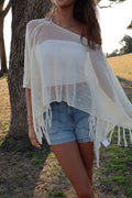 Island Time Fringe Cover Up Top-Off White