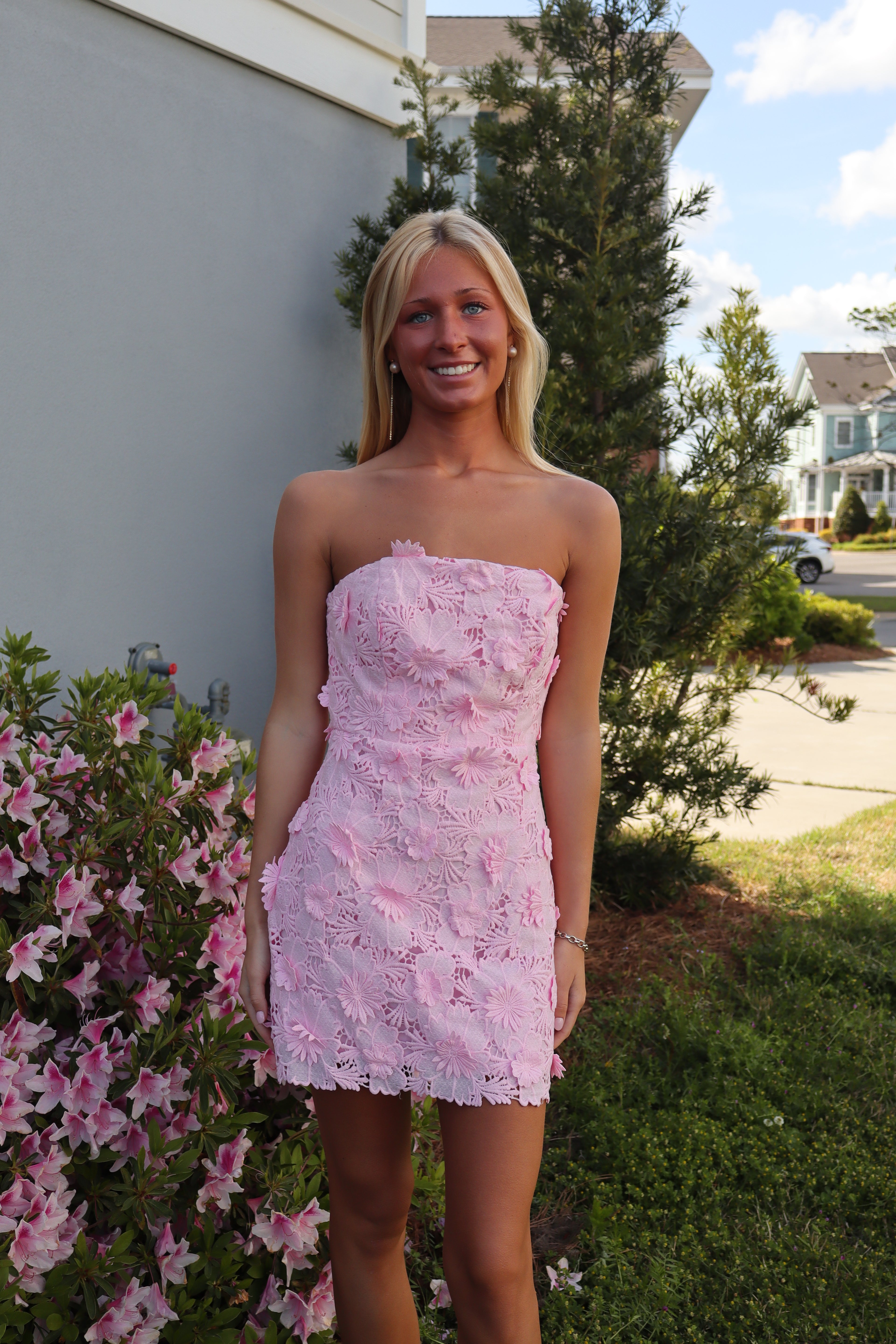 Petal Lace MIni Dress- Pink