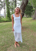 Azure Bloom Midi Dress-Sky Blue