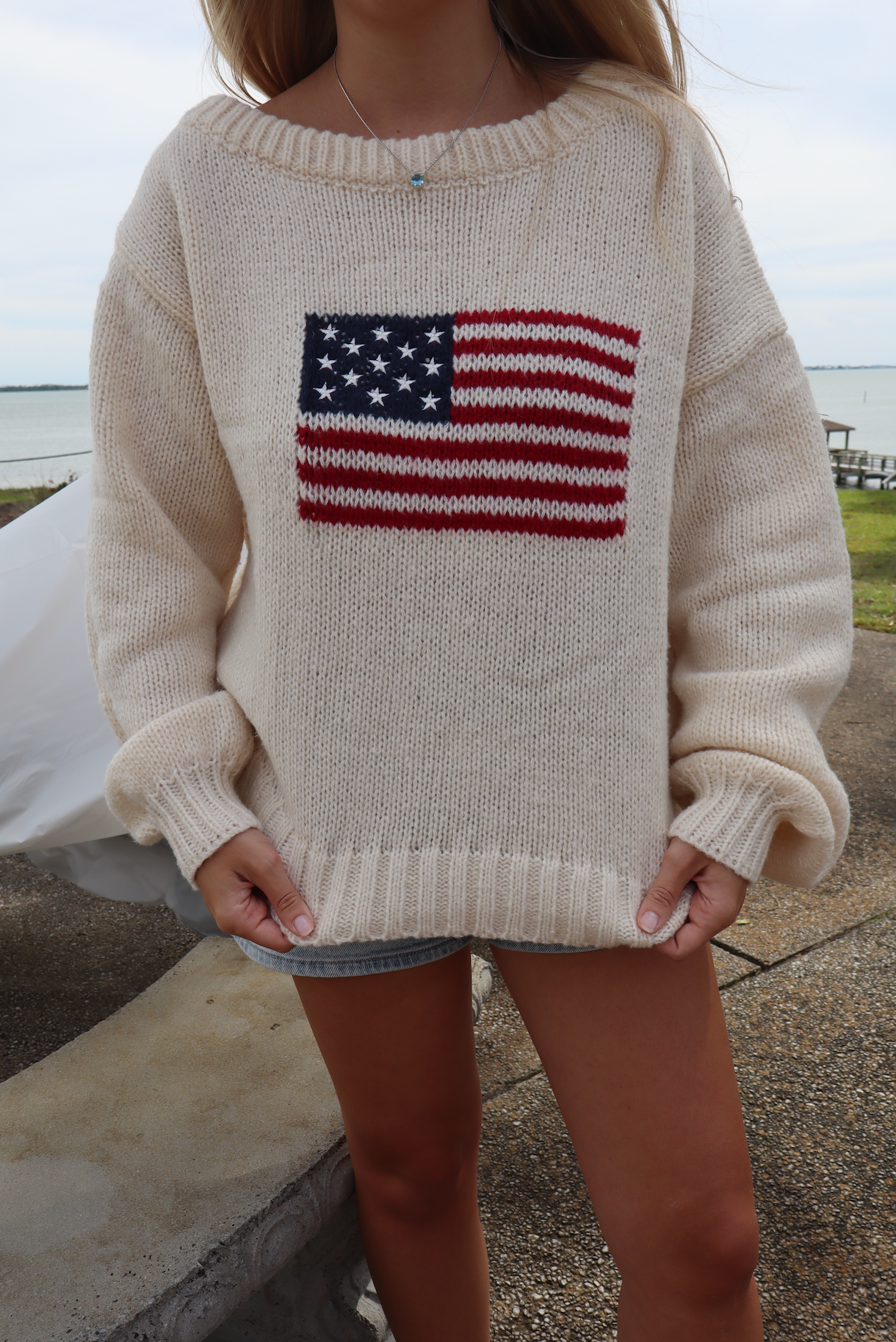 Party in the USA Sweater-Cream