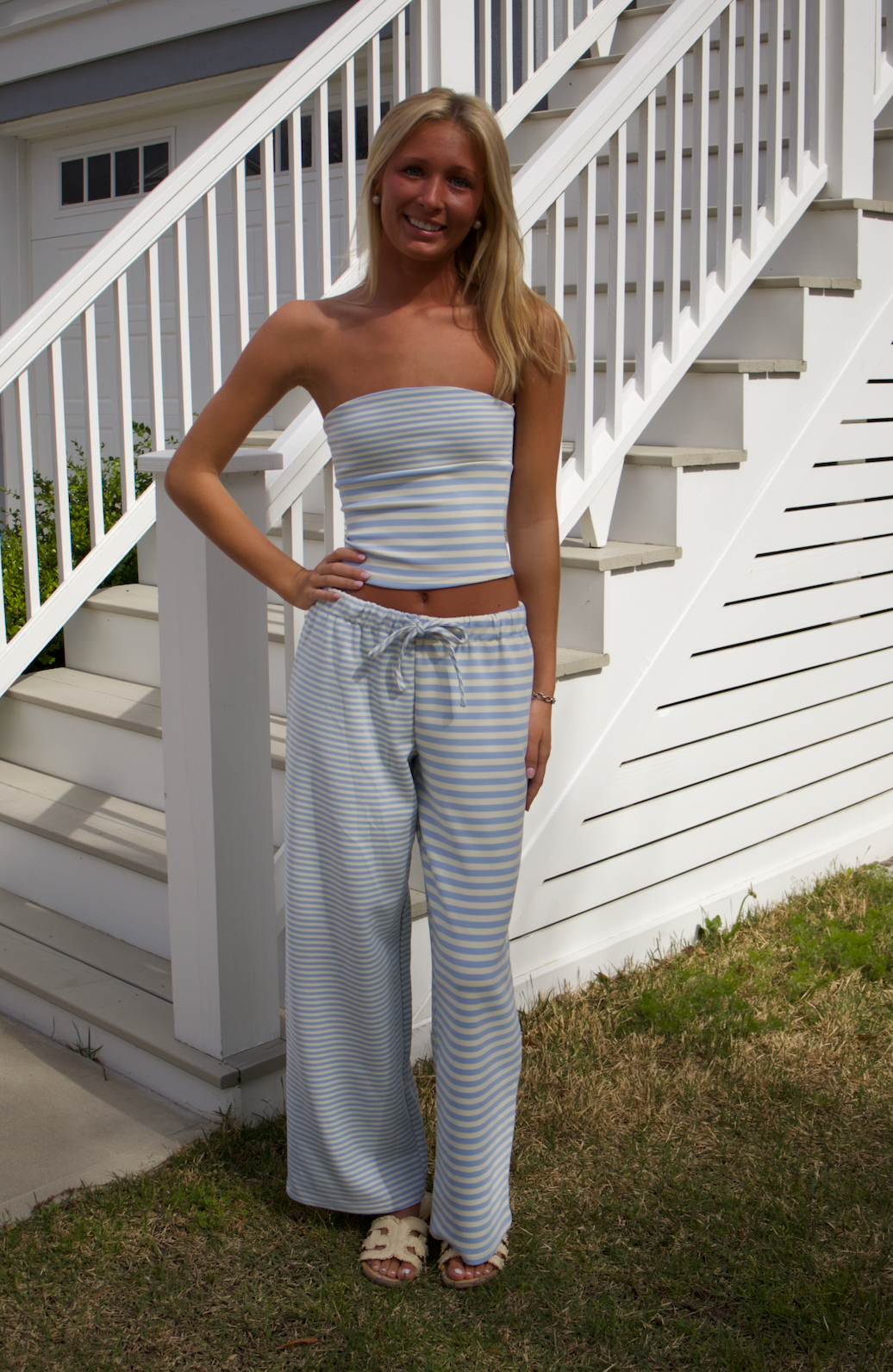 Shoreline Lounge Tube Top- Light Blue Stripe
