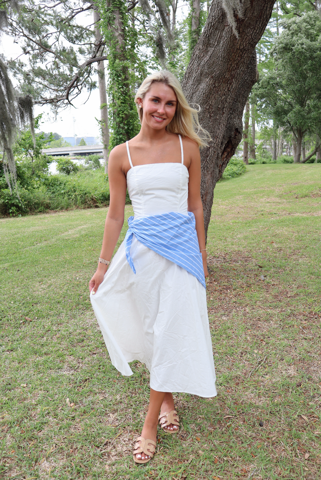 Blue Harbor Wrap Midi Dress-White