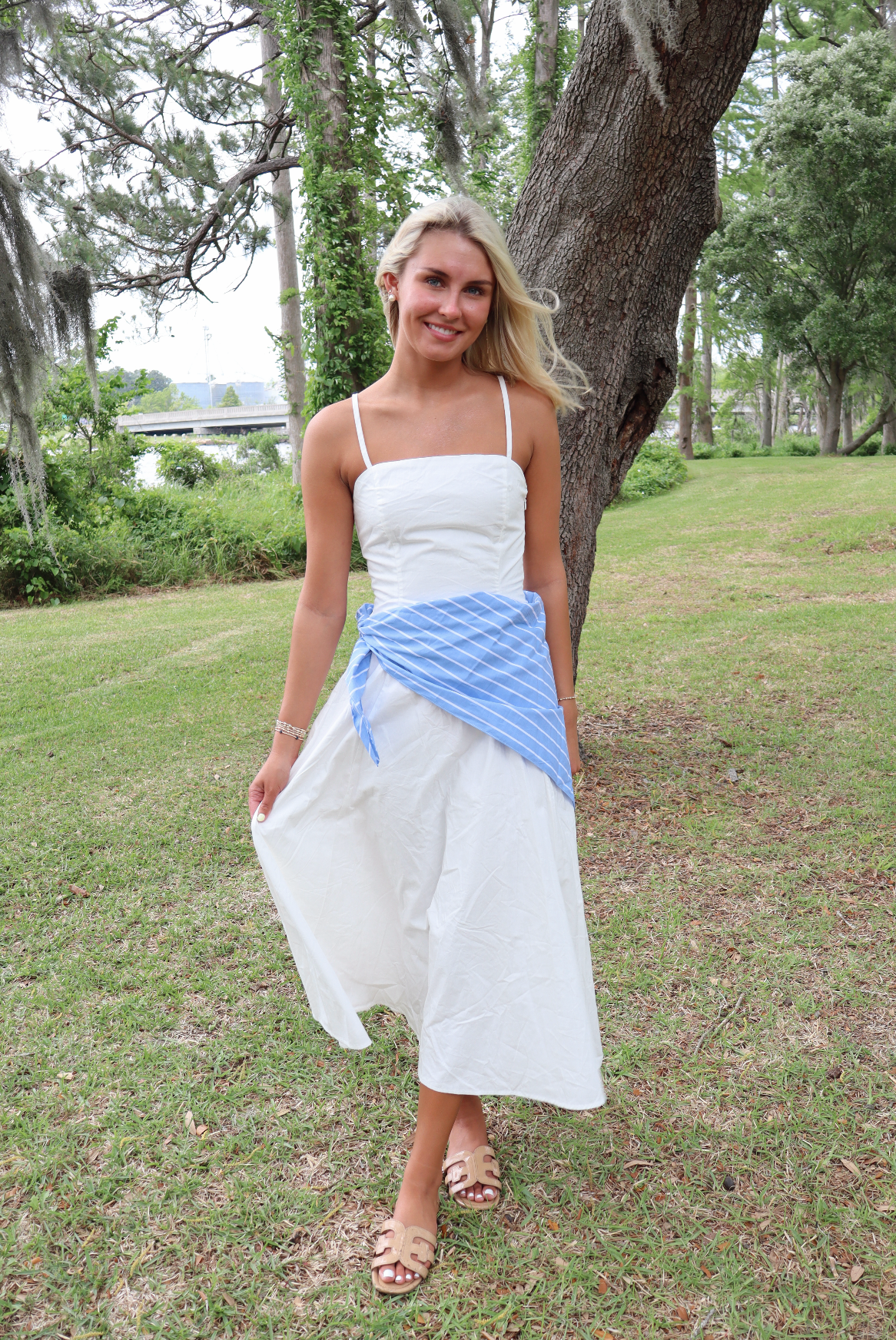 Blue Harbor Wrap Midi Dress-White