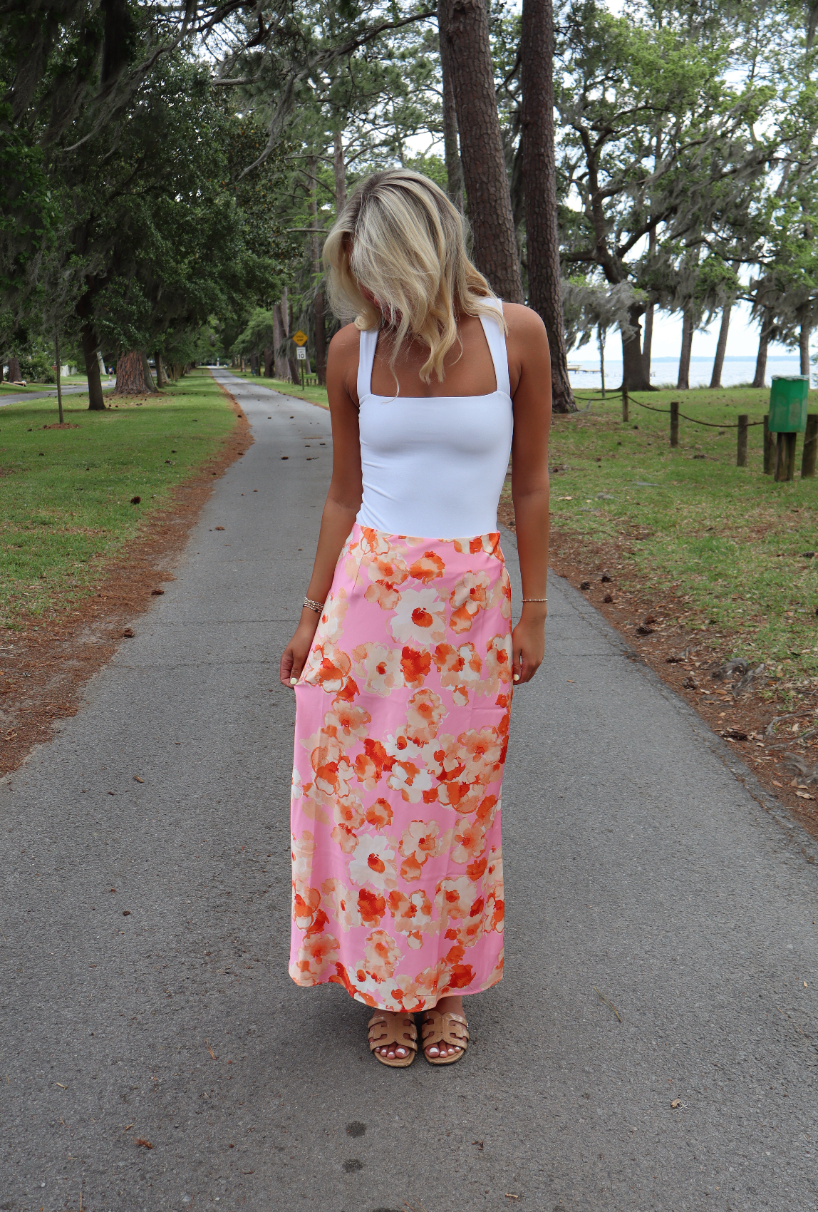 Rose Garden Midi Skirt-Pink