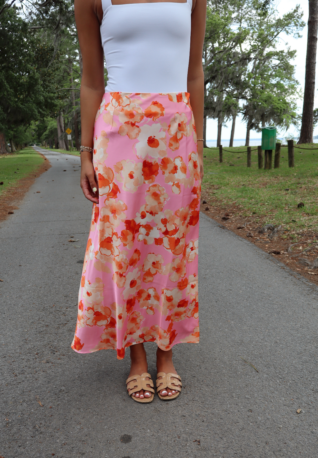 Rose Garden Midi Skirt-Pink