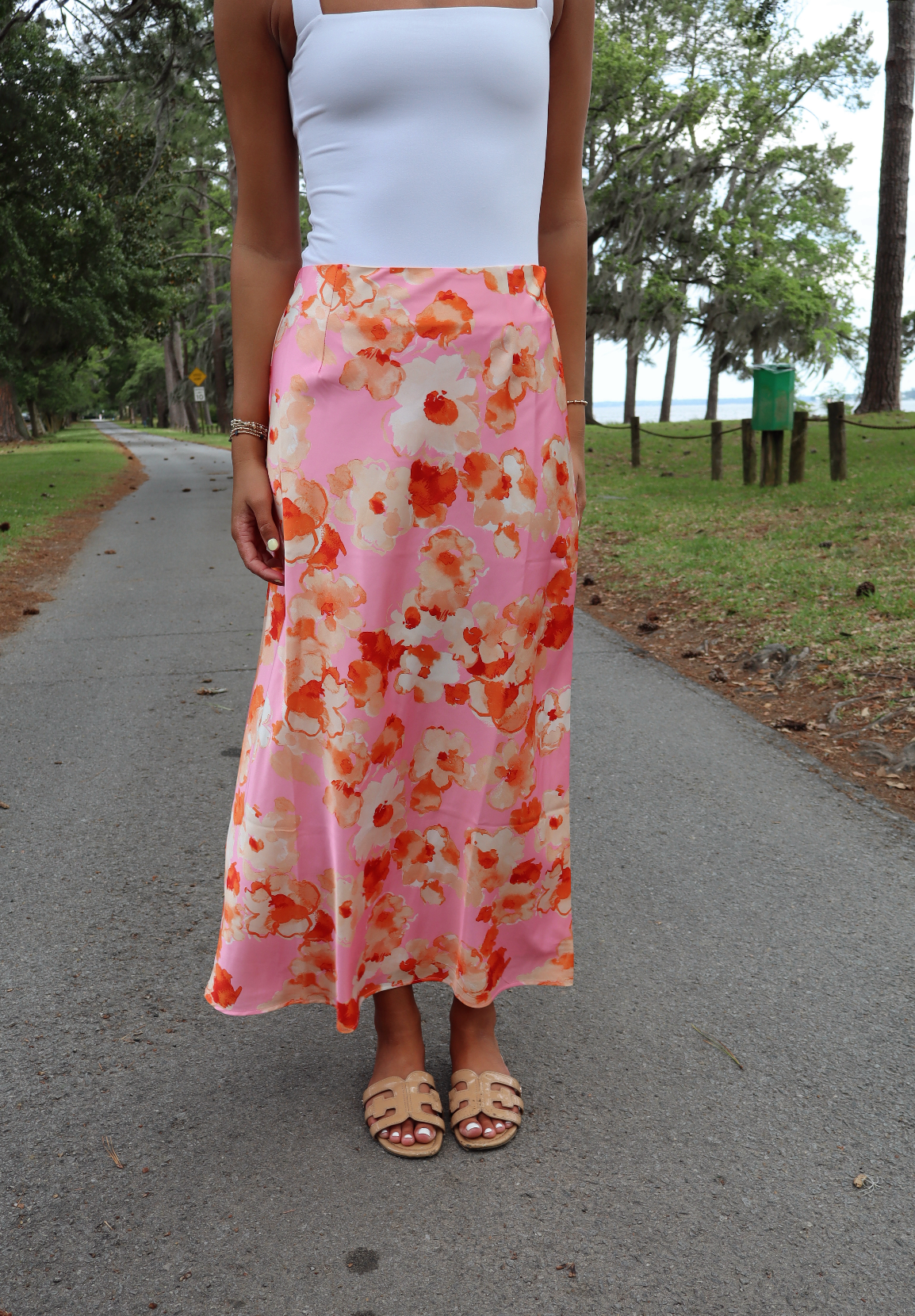 Rose Garden Midi Skirt-Pink