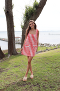 Freedom Striped Dress-Red
