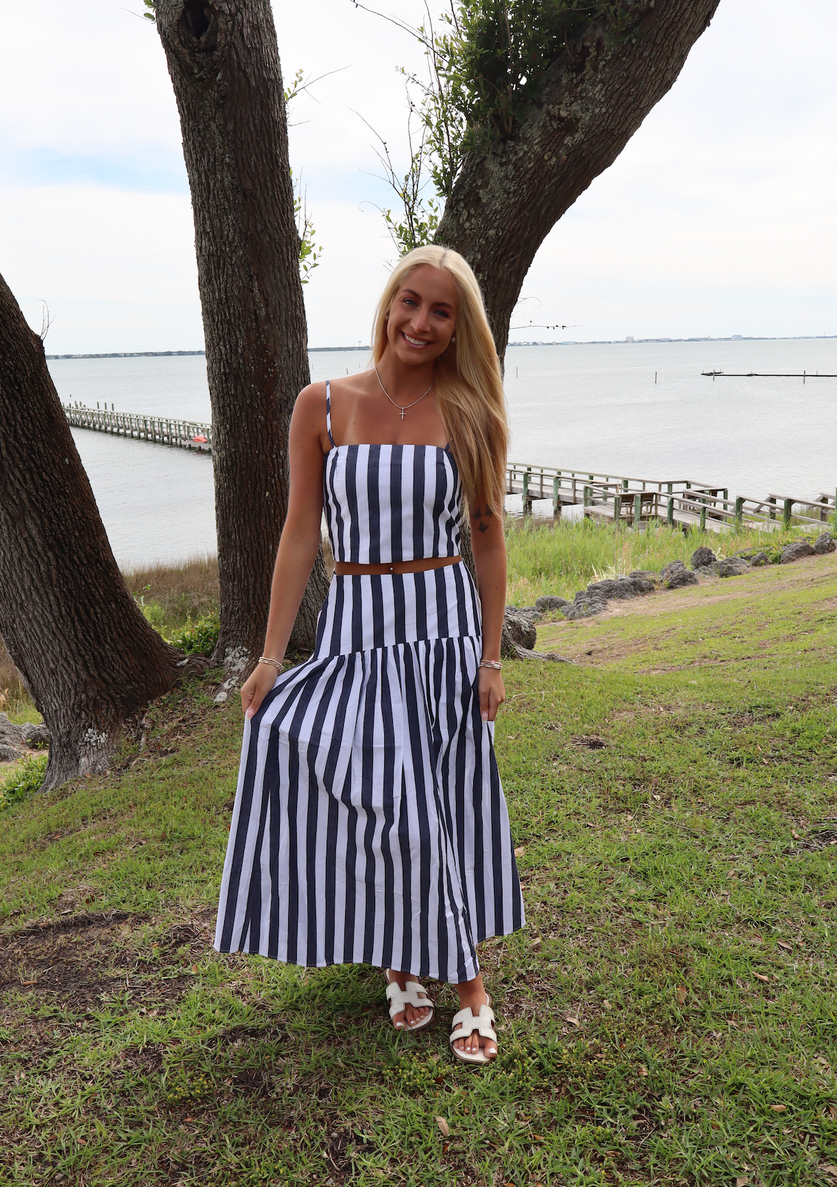 American Honey Striped Set-Navy